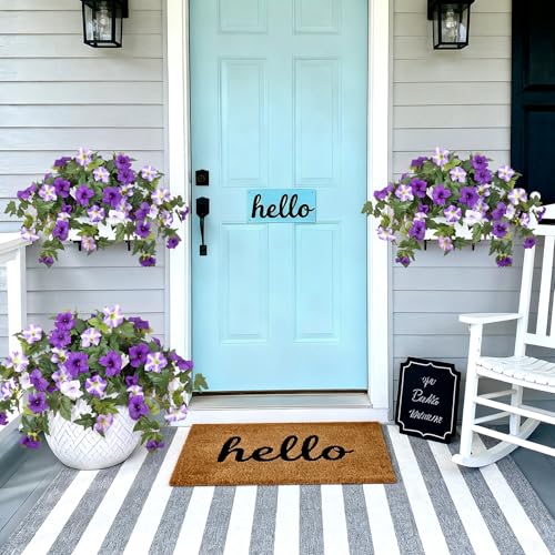 Ammyoo 4 Pcs Artificial Fake Petunia Flowers for Outdoor Decoration, Faux Silk Petunias Flower for Spring UV Resistant No Fade Realistic Plants for Garden Balcony Yard Porch Indoor Decor(Purple White) by Ammyoo - Used condition - Image 4