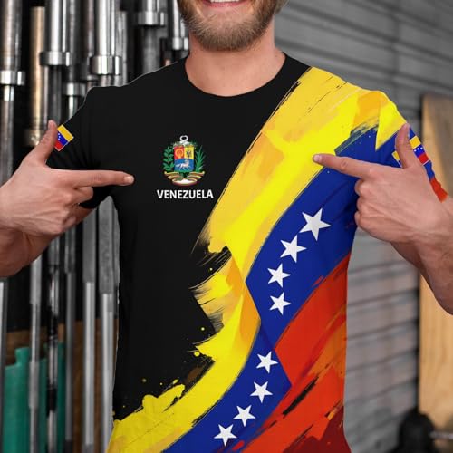 BJU Venezuela Flag T-Shirt Badge Novelty Printed Tee Crewneck Short Sleeve Casual Top Unisex4