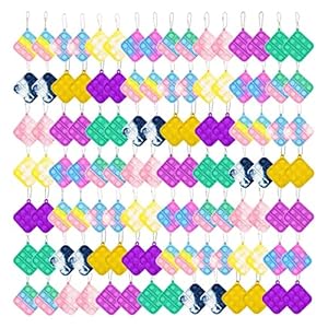 110Pcs Random Color Mini Pop Keychain Fidget Toy Push Bubble Pop Silicone Squeeze Sensory Toys Make Fun for Kids Anxiety Stress Reliever for Adults