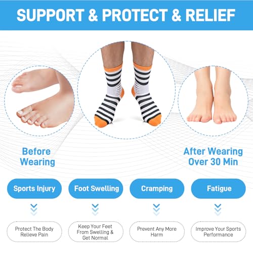 Image of IRAMY Compression Ankle Support Socks Women - Wicking, Cushioned Athletic, Plantar Fasciitis Relief 2 /3 /6 Pairs