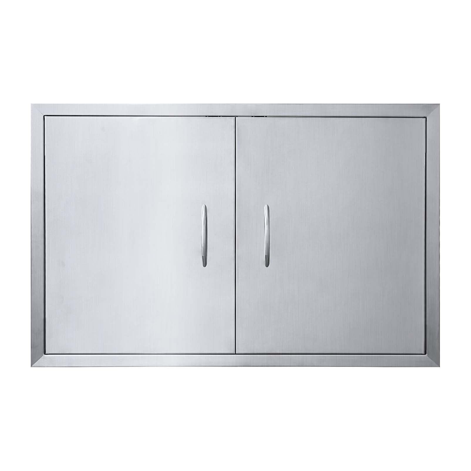 JIE JIN 35" W X 24" H Outdoor Kitchen Doors Double Doors Thickened 304 Brushed Stainless Steel BBQ Access Door BBQ Island Doors Outdoor Kitchen Accessories Door for Outdoor Kitchen BBQ Island
