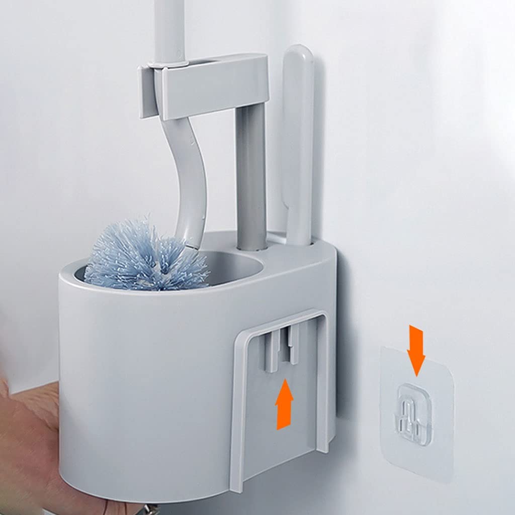 Escobilla De Baño Soporte de Cepillo de Inodoro, Cepillo de Inodoro con Mango sin Deslizamiento y Kit de Soporte de Secado rápido, Soporte de Cepillo de Inodoro de baño Escobillas de Inodoro