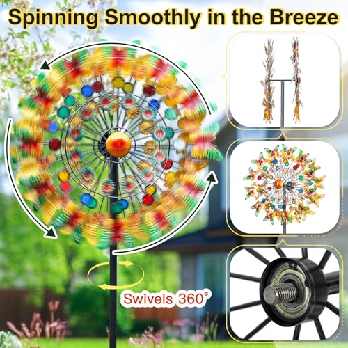 Image of Lairander Butterfly Outdoor Wind Spinners, 84'' Large Garden Wind Spinner, Metal Yard Art Wind Sculptures & Spinners, Garden Decor for Outside Yard Ornaments Clearance Gift for Family