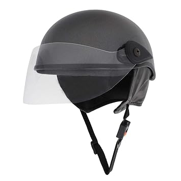 Western Era Multipurpose Half Helmet | Clear Visor | Comfort & Safety | Enhanced Design | (Large, Grey Glossy) (Non-Motorized)