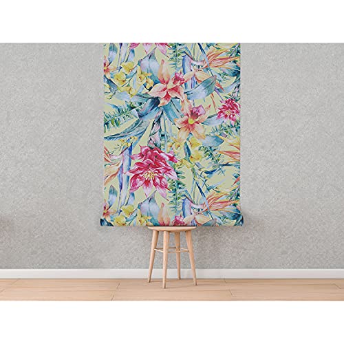Papier peint adhésif fleurs tropicales Magic-Stick lavable - 5
