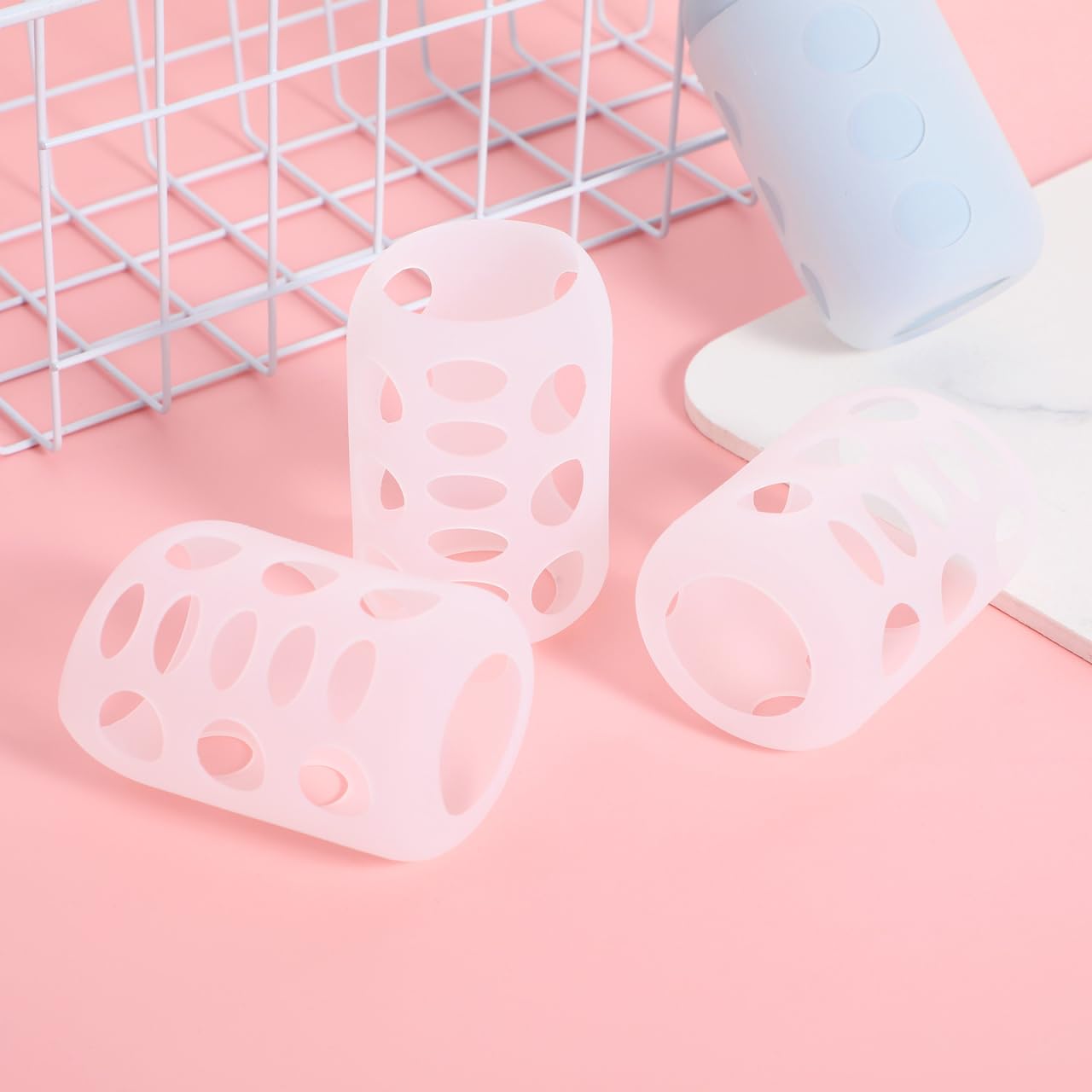 4Pcs Silicone Bottle Covers Nursery Protector Sleeves for Feeding Bottles Durable and Flexible Sleeves for Enhanced Grip and Safety