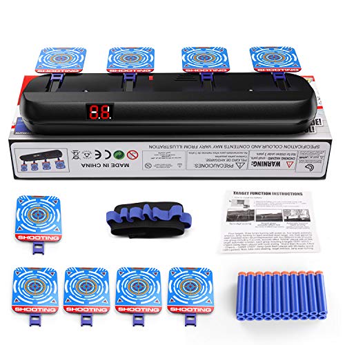 DG-Direct Upgraded Electric Scoring Auto Reset Shooting Digital Target for Nerf Guns Blaster Elite/Mega/Rival Series with 20 Pcs Refill Darts and 1 Hand Wrist Band and 1 Alternate Scoring Target.