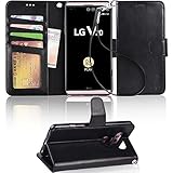 LG V20 Case,Arae LG V20 Wallet Case with Kickstand and Flip Cover, Black