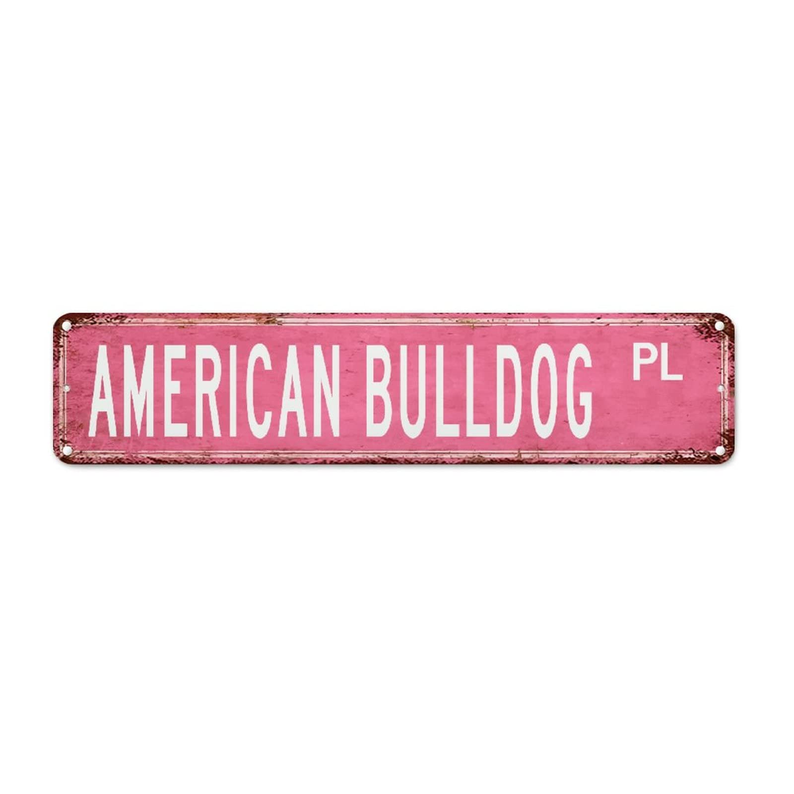 American Bulldog Wall Art Decor Metal Sign Gift for American Bulldog Pet Lover Rustic Porch Signs Metal Street Signs Wall Plaque Wall Art Metal Tin Sign for Laundry Room Porch Workshop