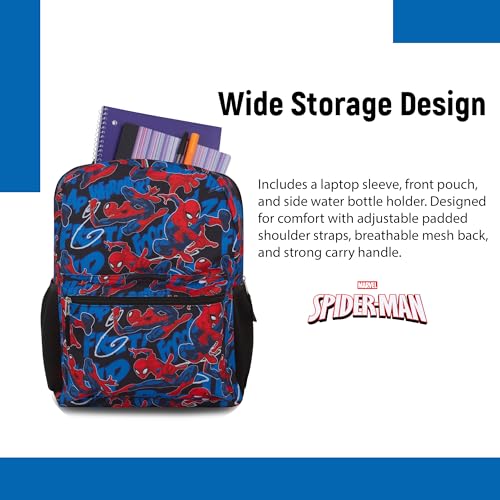 Marvel Comics Spiderman School Backpack - Avengers, Spiderman, Captain America, Hulk - Officially Licensed Bookbag for Kids Boys Girls and Adults - Laptop and Lunchbox Compatible (Black Spiderman)3