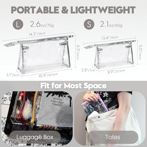 Sea Team 6-Pack Transparent Waterproof Makeup Bags with Zipper, Clear Vinyl Plastic Cosmetic Case, Portable Travel Toiletry Pouch, Organizer, Pencil Case (Colorful, Small/8.9")2