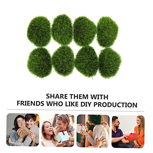 RORPOIR 8pcs Artificial Moss Fairy Faux Green Vase Rocks Fake Rock Artificial Balls House Plants Indoors Live Fake Balls Plants Fake Moss Indoor Bonsai Micro Moss Stone Bulk Foam Container