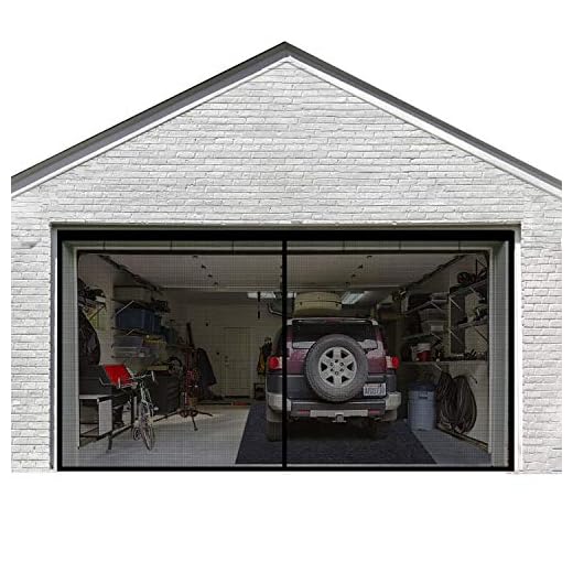 Garage Door Screen for 2 Car 16x7FT Garage Doors ,Heavy Duty Upgrade Glass Fiber Door Screen Curtain for Garage Door,Hands Free Magnetic Screen Door (6 Strapping Tapes Include)