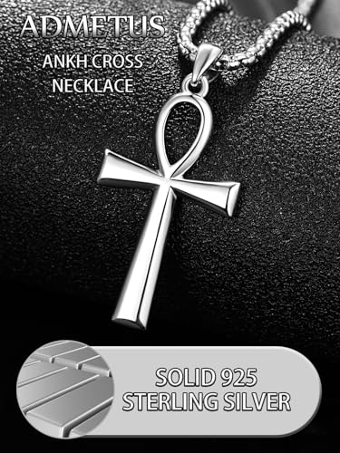 ADMETUS 925 Sterling Silver Coptic Ankh Cross Necklace, Protection Egyptian Jewelry Religious Gifts for Men with 2.5mm 22"+2" Chain4