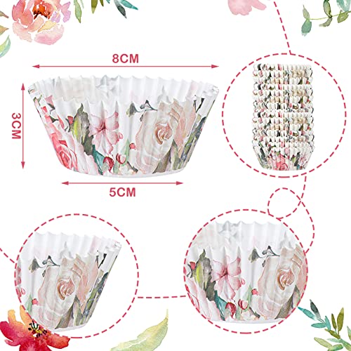 300 Counts Floral Cupcake Liners Floral Cupcake Wrappers Baking Cups Baking Liners Holders For Baby Shower Wedding Bridal Showers Birthday Party Decorations #TOP1