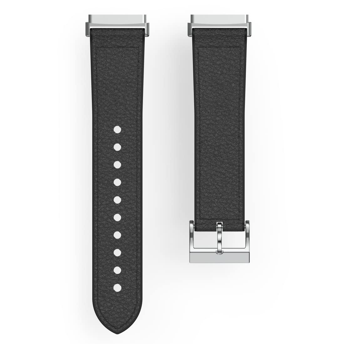 Hama Fitbit Uhrenarmband 22mm (verstellbares Ersatzarmband für Smartwatch Fitbit Versa 3 und Sense, Fitbit Armband zum Tauschen, Wechselarmband Leder u. Silikon, Edelstahl Schnalle, Herren) schwarz