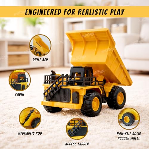 Image of Zest 4 Toyz Dumper Truck Toy for Kids Friction Power Construction Engineering Truck Dumper Push and Go Vehicle Toy for Toddlers