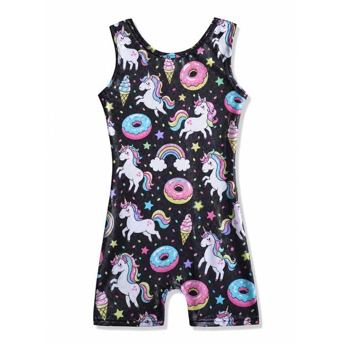 HOZIY Gymnastics Leotards for Girls with Shorts Toddlers Biketards Rainbow Unicorn Dinosaur Mermaid Leopard Flower Galaxy