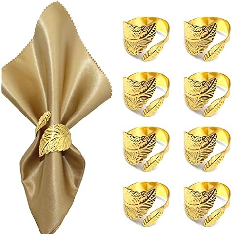 Lvjkes Gold Leaf Napkin Rings Set Cover
