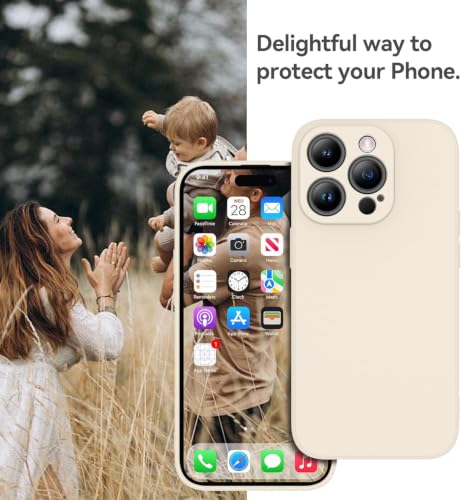 Image of DIZORO Square Microfiber Candy Case Compatible for iPhone 15 Pro Max Shockproof Slim Back Cover Liquid Silicone Case - Stone Grey