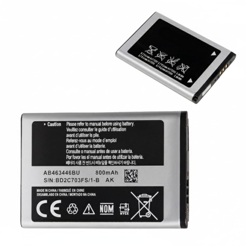 Batteria di ricambio AB463446BE AB463446BU 800 mAh Compatibile con Samsung GT-E250 E2210 B130 E1310 E1360 E2100 X200 X210 E900 S5150 C3590 E1270 C3595 E250 E1107 E210