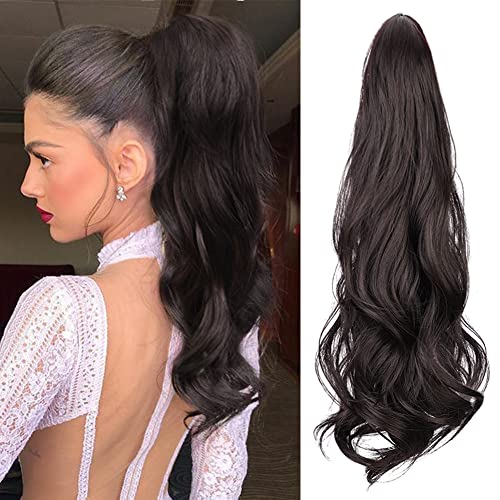 DeeThens Ponytail Extensions Claw Clip Ponytail Extensions for Women Wave Pony Tail Hair Fluffy Synthetic Natural Soft Daily Looking Ponytail Hairpiece for Women (4#)