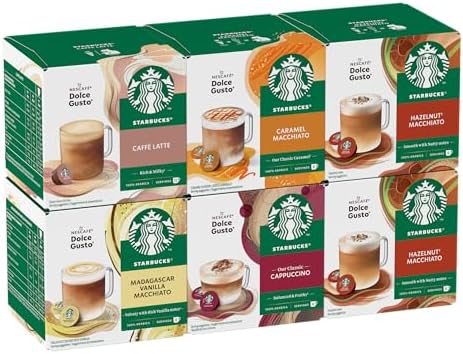 STARBUCKS Probierset, White Cup Variety Pack by Nescafé Dolce Gusto 6 x 12 (72 Kapseln)