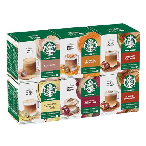 STARBUCKS Pack Variété Café Gourmand by Nescafé Dolce Gusto, Capsules de Café 6 x 12 (72 Capsules) - Exclusivité Amazon