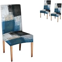 Vista 174 de TOMWISH Fundas para Sillas De Comedor 6, Fundas para sillas de comedor, pintura de arte abstracto, funda extraíble elástica de elastano para silla