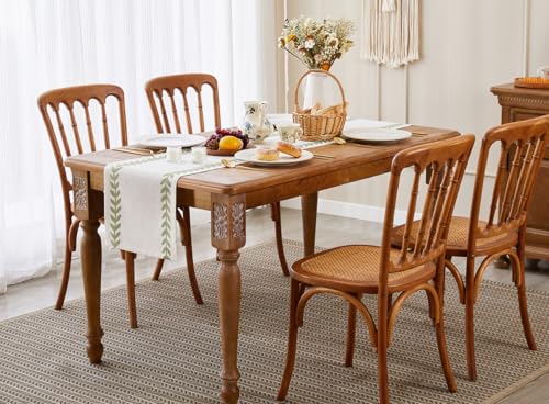 Aoztio Rustic Style Embroidered Table Runner, 13x36 Inch Irregular Willow Leaf Table Runners 36 Inches Long for Dresser Decor Farmhouse Table Decor, 13x36 Inche, Light Green by Aoztio - Image 6