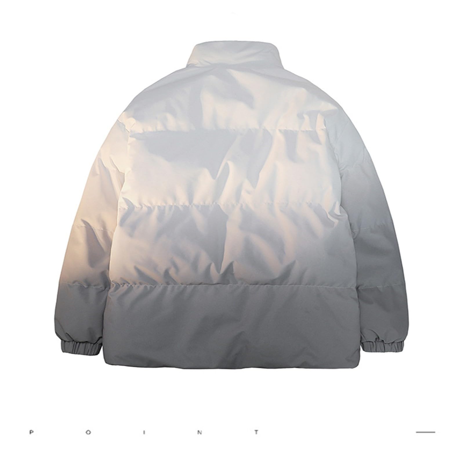 Genérico Chaqueta Acolchada para Hombre, Abrigo Largo Hombre Invierno,Chaqueta De Color Degradado Abrigo De Invierno CáLido con Cuello Alto Ropa De Abrigo Unisex De Moda De Gran TamañO