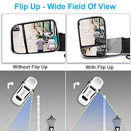 Eccpp Tow Mirrors Fit For 2010 For Dodge For Ram 1500 2500 3500 2011-2015 For Dodge For Ram 1500 2500 3500 Towing Mirrors Chrome Power Heated Puddle Signal Light Pair Driver Side And Passenger Side #TOP3