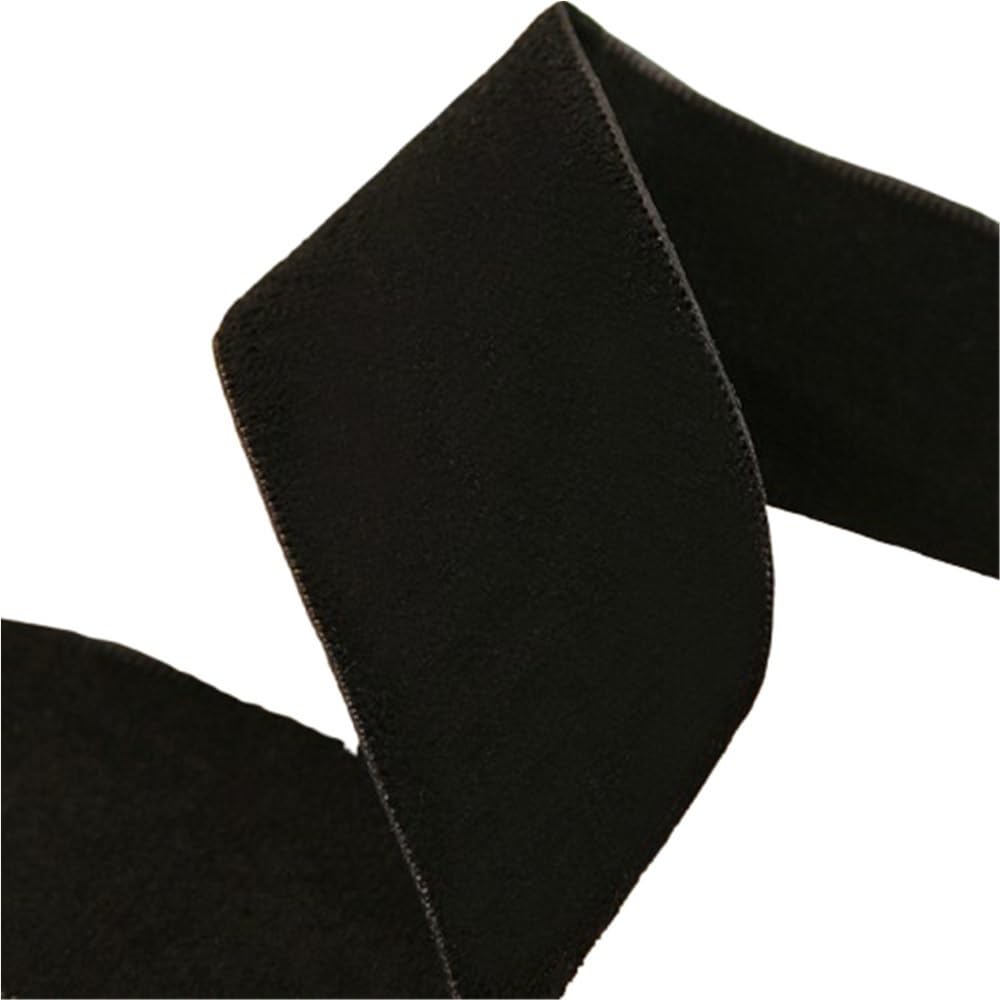 Aksamitna wstążka, Wstążka z aksamitnego zamszu 50 jardów x 40 mm, wstążka aksamitna do akcesoriów ślubnych DIY, wstążka poliestrowa do bukietów(Schwarz)