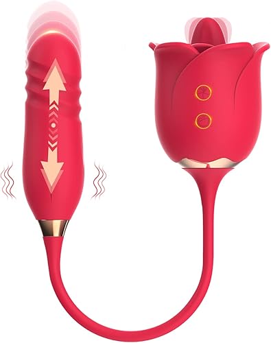 Vibrador de rosas juguetes sexuales para mujer consolador estimulador de clítoris lamiendo la lengua empuje el punto G con 12 modos para hombre