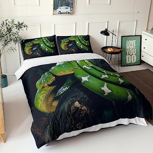 Ensemble taie d'oreiller housses de couette serpent 3D lit microfibre