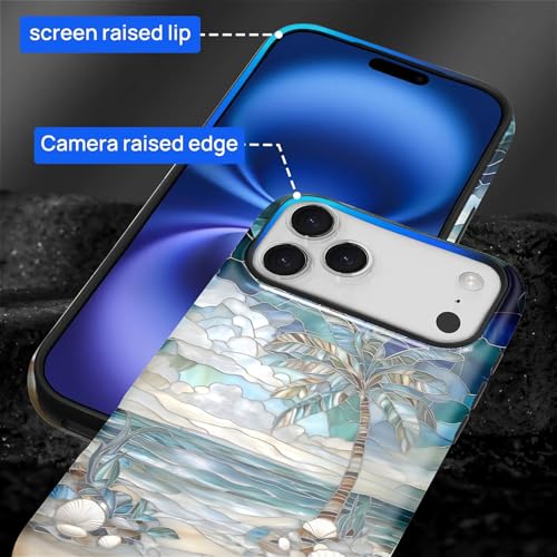Flivro Case for iPhone 18 Pro Max iPhone 17 Pro Max, PC Hard Shell & Silicone Inner Bumper, Anti-Scratch Full-Body Cover Shockproof Slim Design Beach Palm Tree by Flivro - Used condition - Image 6