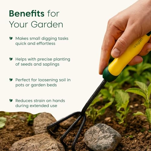 Image of Kyari Hand Cultivator for Gardening | 3-Prong Garden Tool with Handle | Easy-to-Use Tool for Loosening Soil, Removing Weeds & Mixing Fertilizer