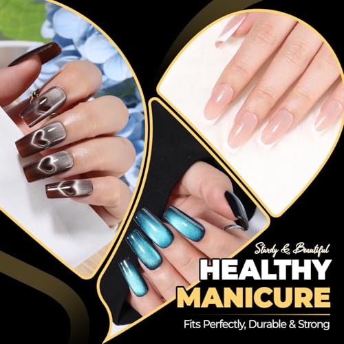 Image of UNA GELLA 600pcs Medium Square Nail Tips, Pre Etched Nail Tips Square Press on Nails Soft Gel Clear Fake Nails Full Cover For Nail Extension Home DIY Nail Salon 12 Sizes