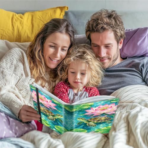 Image of Photo Album 4x6 120 Photos with Strong Elastic Band, Lotus Sea Turtle | Large Capacity Premium Leather Picture Album, Portable Wallet Albums Photo Book for Family Anniversaries Wedding Baby