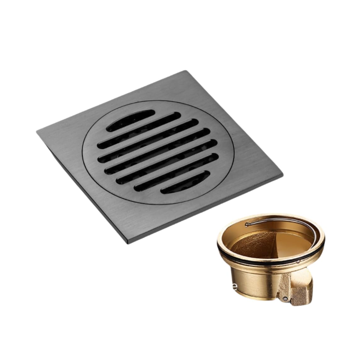 KJdxfhFH Bathroom floor drains, Invisible Floor Drain All Copper for Odor Resistant(Gray,Single use)