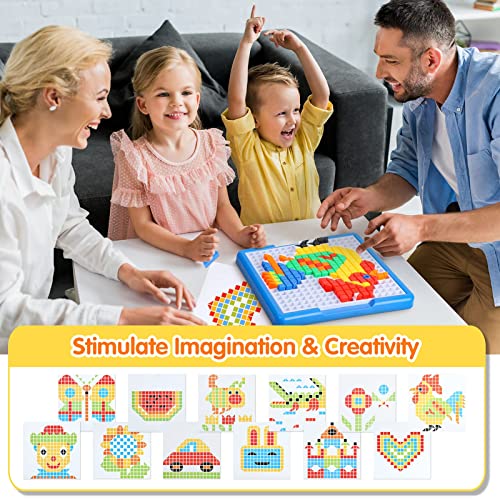 Kids Toys Mosaic Puzzle,490Pcs Building Blocks,Educational Toys with 6 Assembly Drawing,STEM Toys for 4+ Year Old(Small Cube) - Thumbnail 4