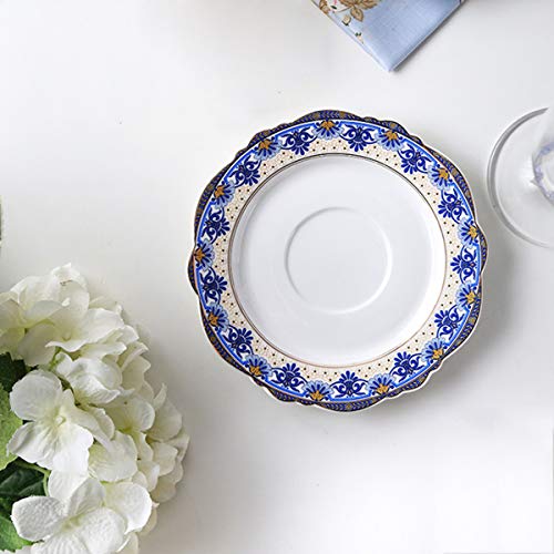 fanquare Blau Blume Fine Bone China Teetasse Set, Vintage Porzellan Kaffeetasse und Untertasse, 200ml