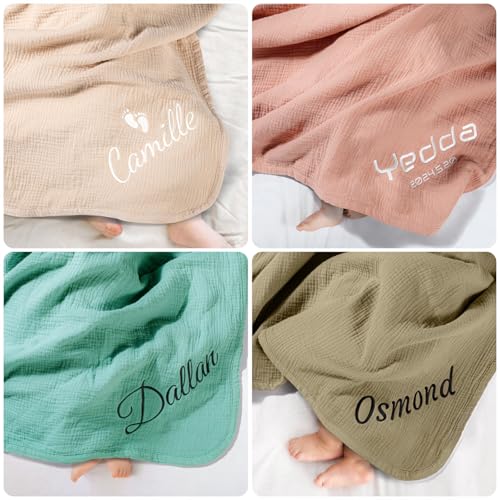 Personalized Baby Blanket for Boys and Girls,Cotton Muslin Swaddle Blankets with Custom Name and Pattern,Newborn Receiving Blanket for Baby Bath,Swaddle,Stroller,Crib - Image 6