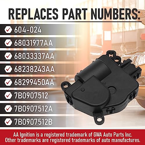 Image of HVAC Air Blend Door Actuator - Compatible with Chrysler, Dodge, Mitsubishi, Ram and VW - 300, Town and Country, Challenger, Charger, Magnum, Raider - Replaces 68031977AA, 68033337AA, 604-024