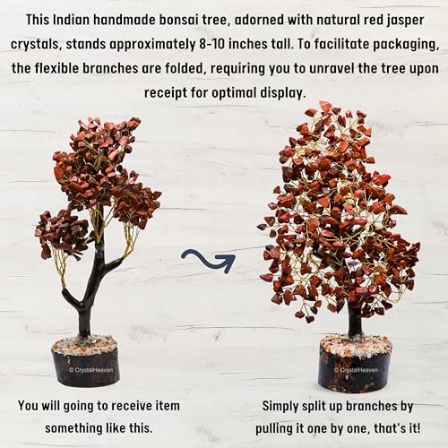 Image of Certified Red Jasper Crystal Tree for Good Luck - Healing Crystals Money Tree for Wealth, Positive Energy at Home Office - Decorative Spiritual Gifts for Vastu, House Warming