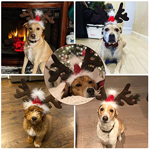 Bwogue C0174-FBA Dog Elk Reindeer Antler Headband With Santa Hat Pet Pet Christmas Costume Headwear Accessories thumb #6