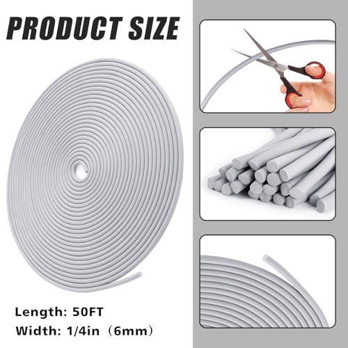 Image of U0U 50 Ft Backer Rod 1 /4 Inch,Foam Backer Rod Caulk Saver for Gaps and Joint Concrete Filling, Grey Weather Strip Seal Concrete Expansion Joint Filler