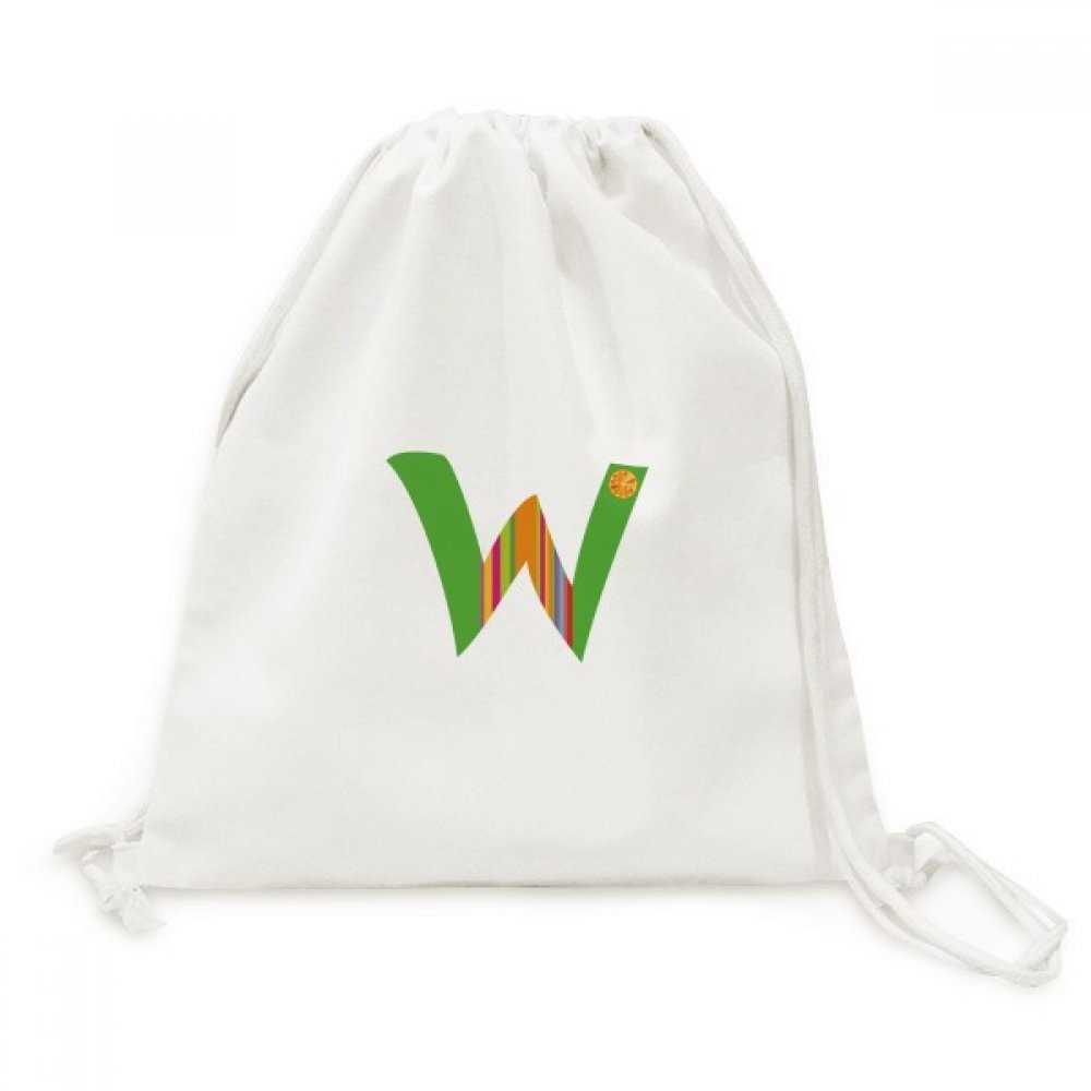 Sac à dos cordon toile voyage orange alphabet W mignon sac pack - 5
