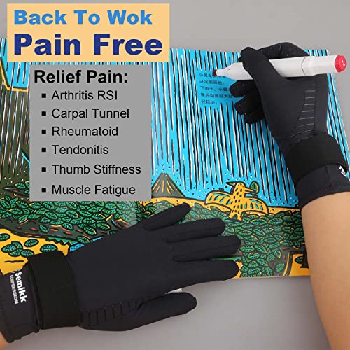 2 Pairs Copper Arthritis Compression Gloves,Relieve Hand Pain, Rheumatoid,Osteoarthritis,Carpal Tunnel,Full Finger Compression Gloves For Women Men With Touchscreen Tips & Wrist Strap(Small/Medium) #TOP4