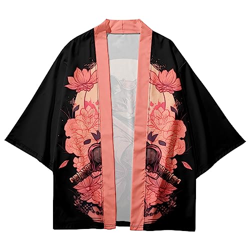 Image of LAI MENG FIVE CATS Women's Funny Cute Cat Cardigan Lightweight Kimono Loose Cover up Blouse Tops